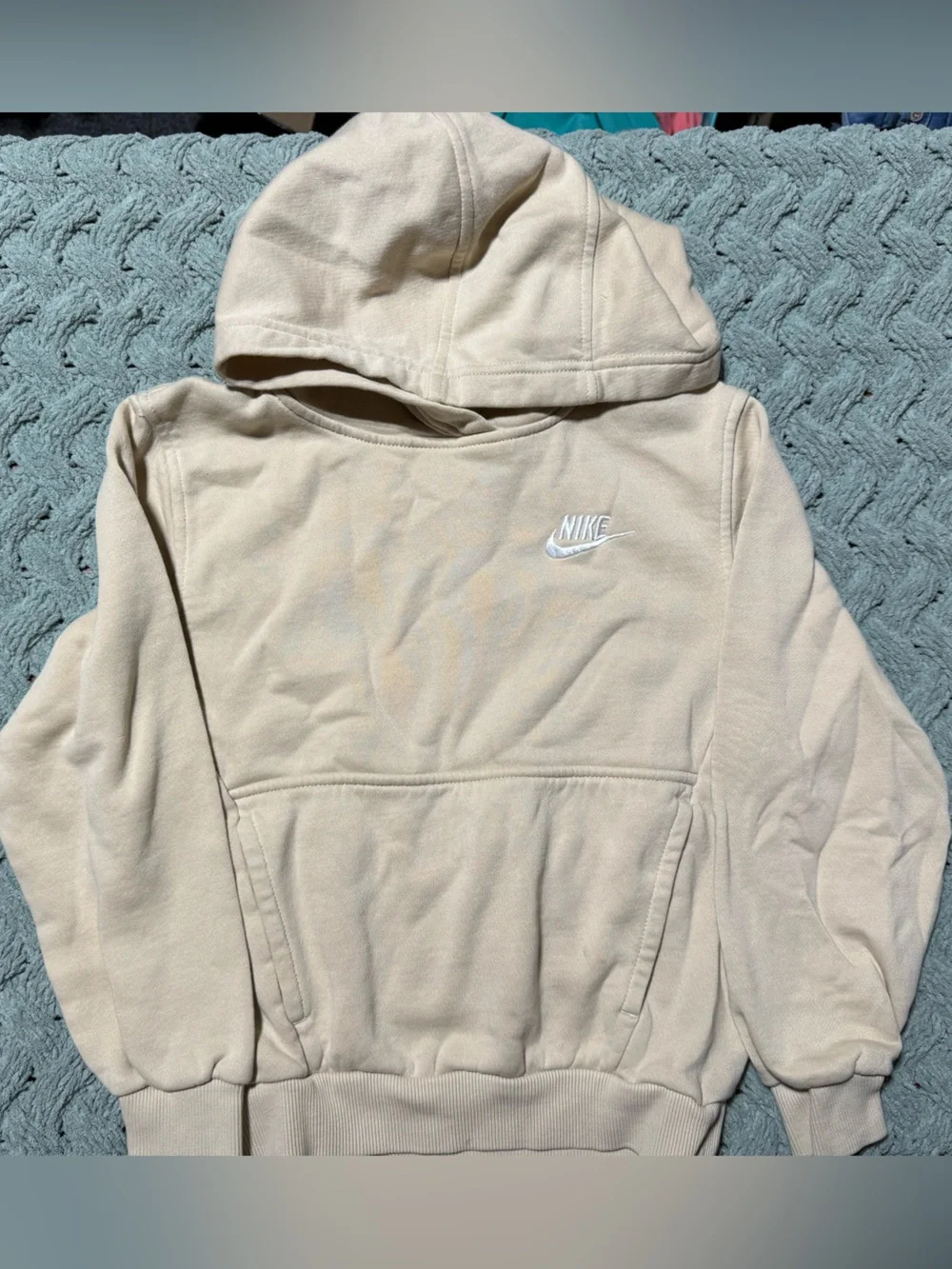 Nike Kids' Cream Hooded Sweatshirt small